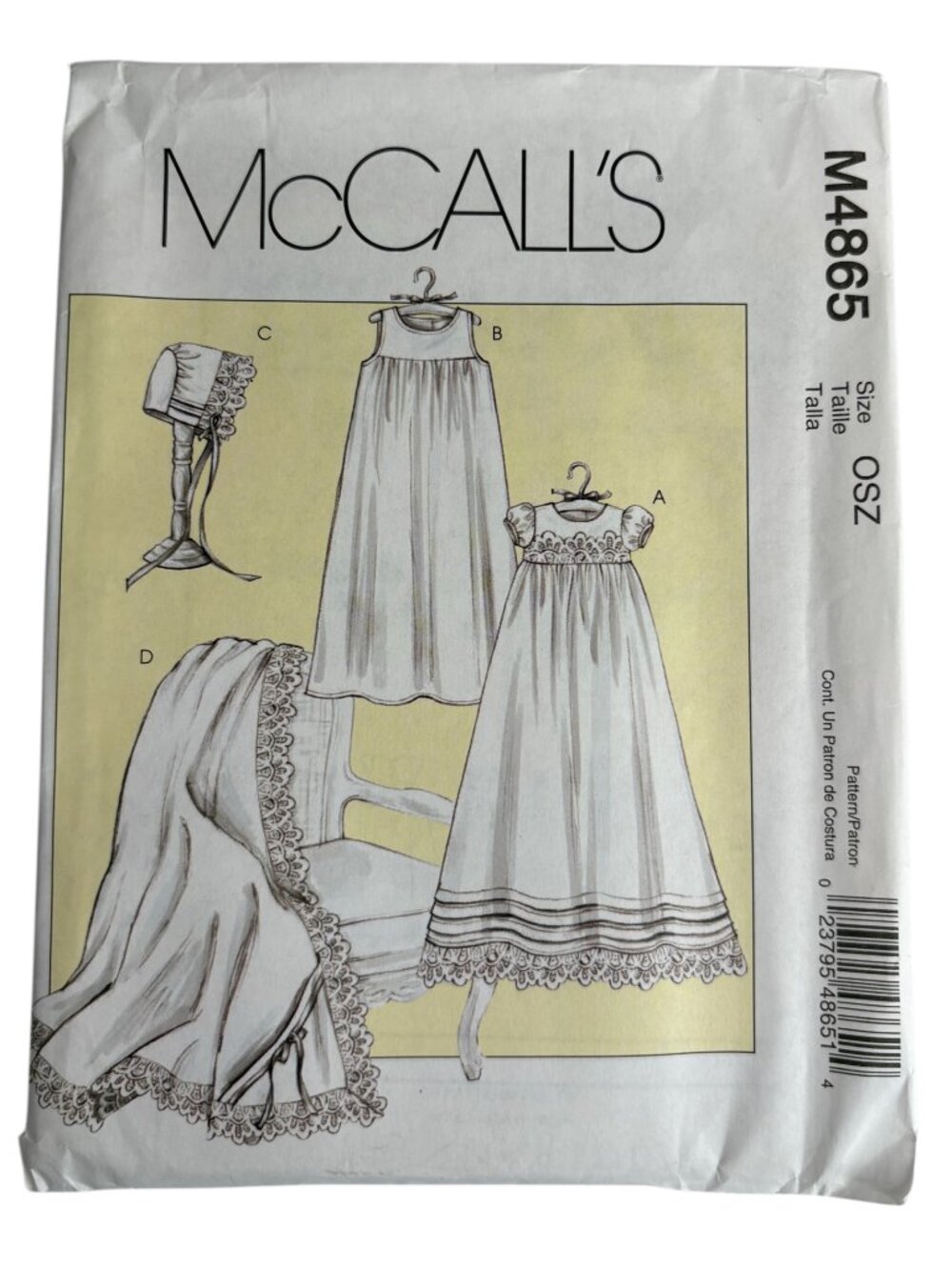 Infant's Christening Outfits McCalls Sewing Pattern Uncut One Size